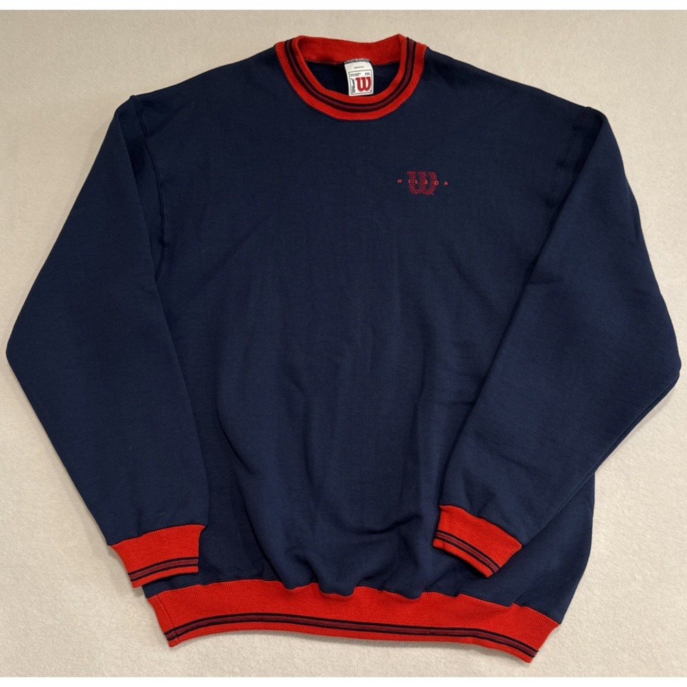 Vtg 90s Wilson Sweatshirt Men's XXL Blue Red USA Made Athleisure Tennis